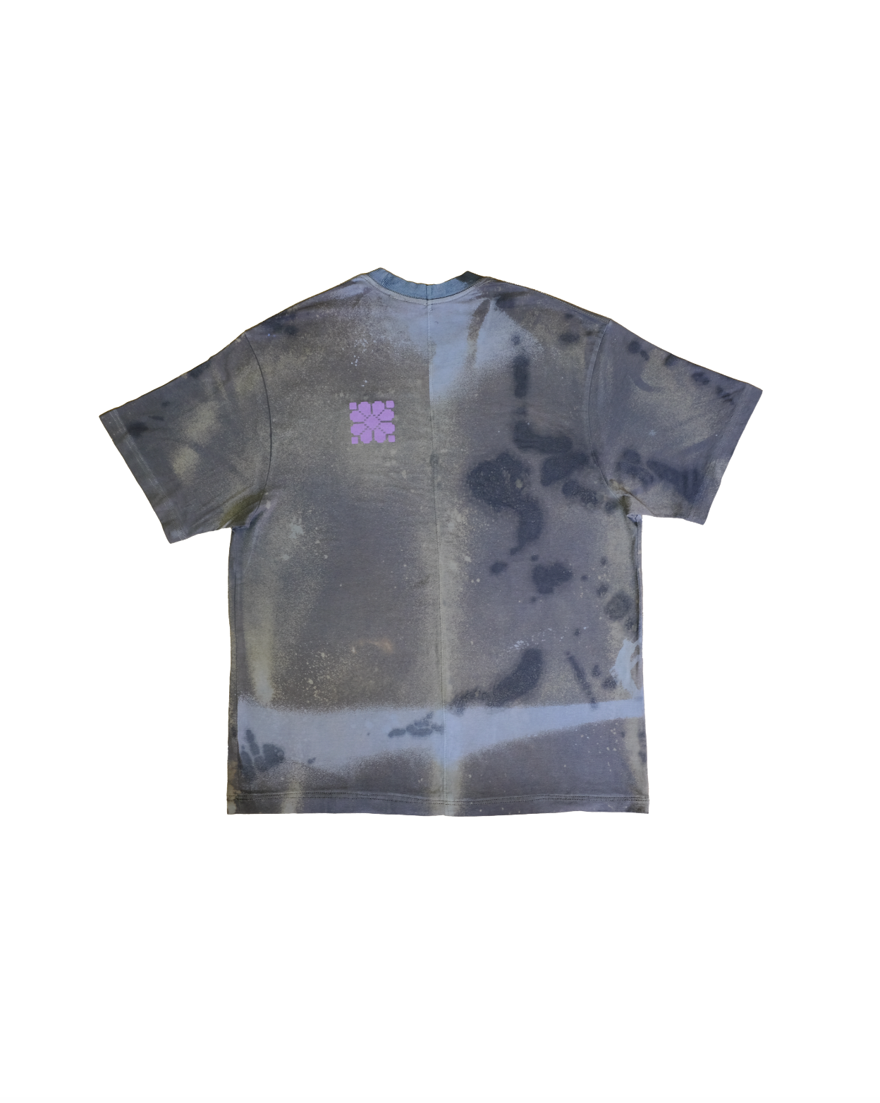 Cursive Embroidery Motifs T-Shirt - Lilac / Ash