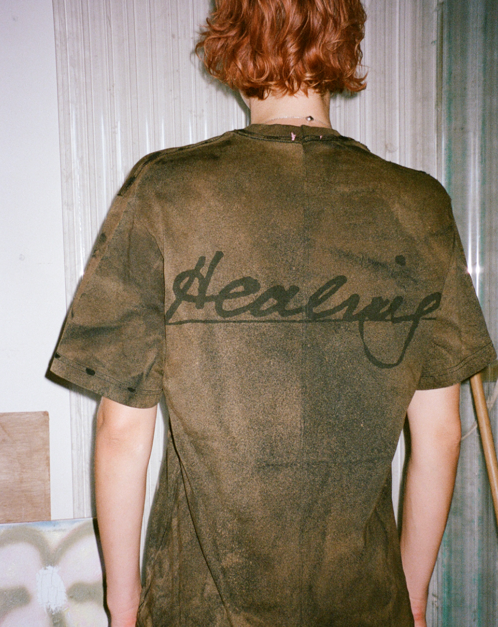 Woven Heart Healing T-Shirt - Black Sun Fade